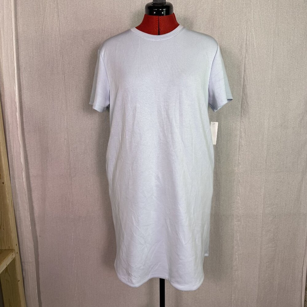 Members Mark Womens Sandwash Short Sleeve Mini Dress Light Blue Size L E989